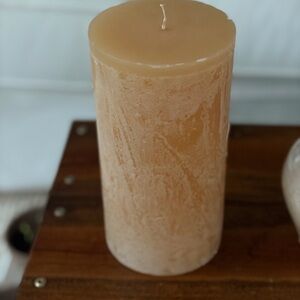 Pottery Barn Rustic Beige Pillar Candle 4x8